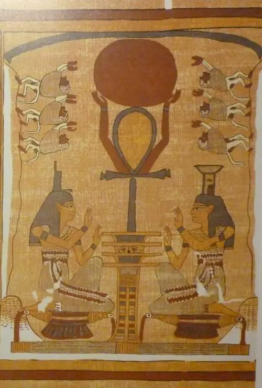 Deusa Ísis, Deusa Néftis e Deus Thoth com o Ankh