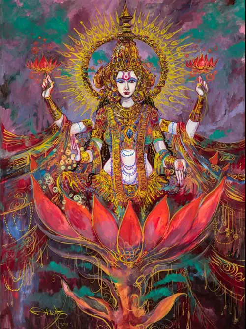 Lakshmi - Goddes of Light pintura de Abhishek Singh