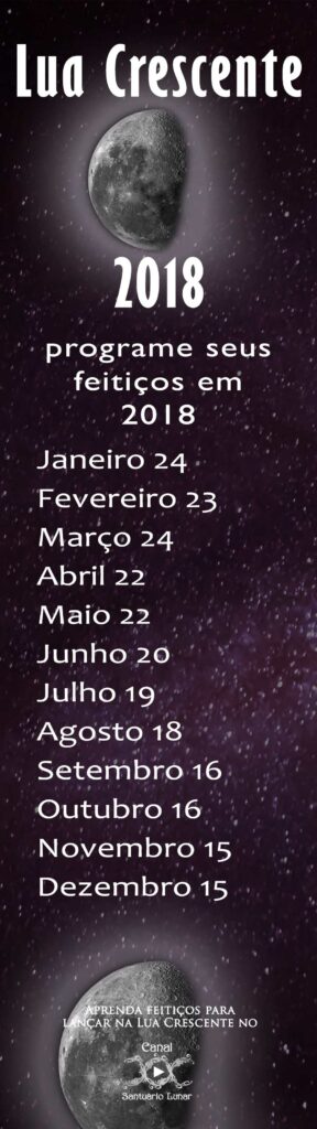 Lua Crescente Calendário 2018