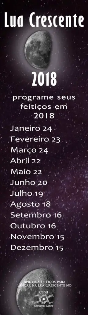 Lua Crescente Calendário 2018