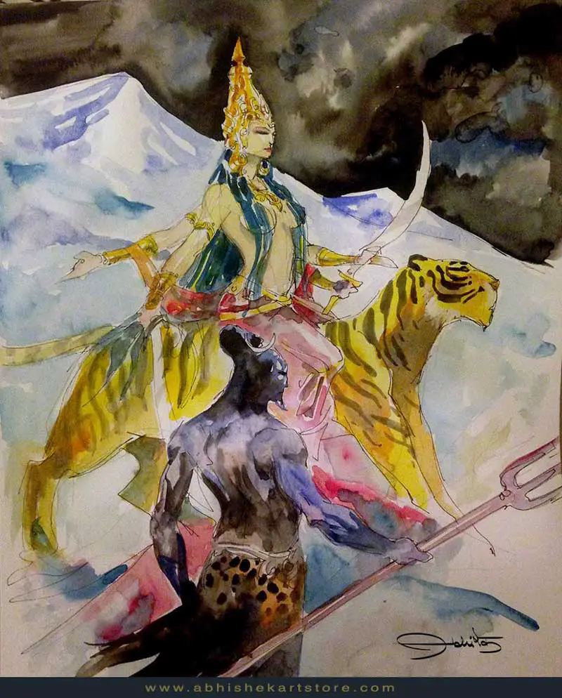 Durga Ratri pintura de Abhishek Singh