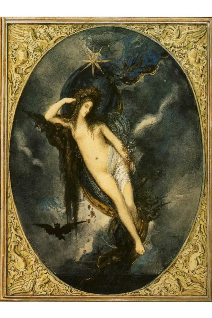 Pintura de Nyx por Gustave Moreau 1880