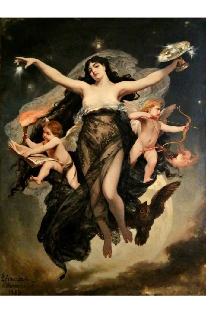 The Night Escorted by the Geniuses of Love and Study 1886 by Pedro Américo