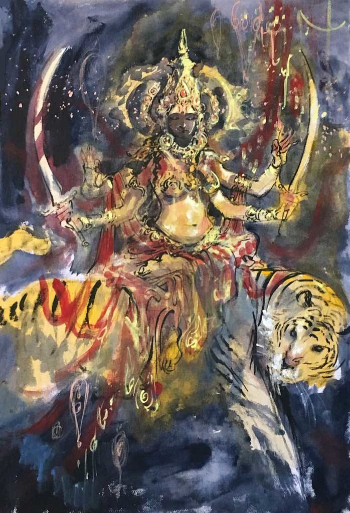 Guardian Durga painting by Abhishek Singh