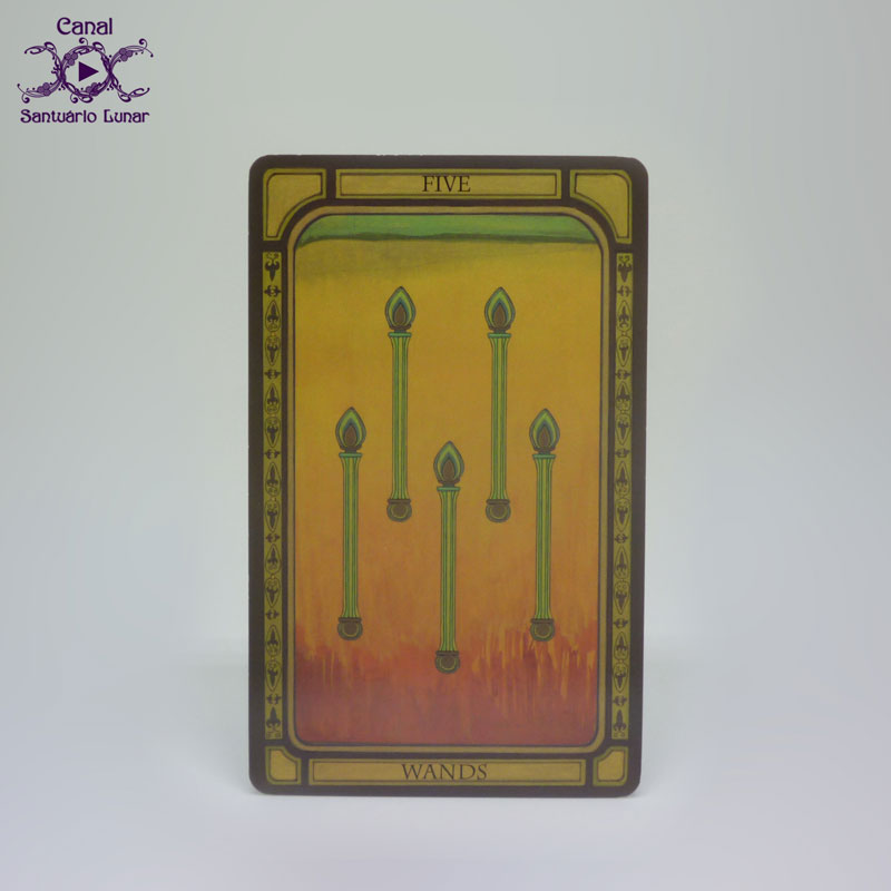 Tarot Decks - The Golden Tarot - 5 of Wands