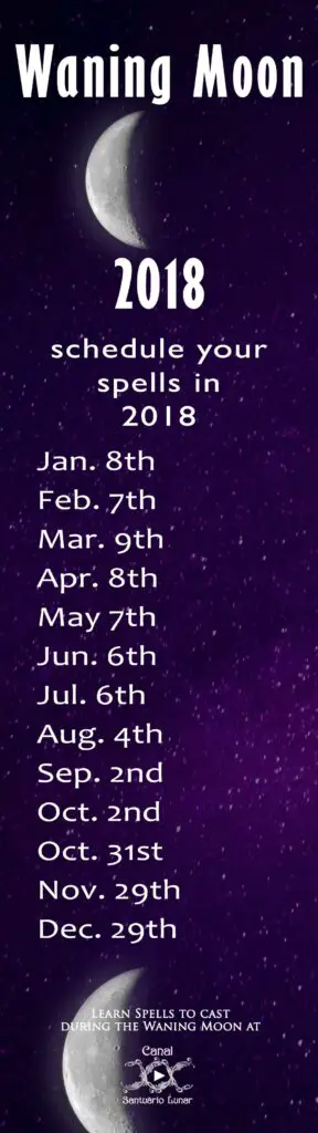 Waning Moon Calendar 2018