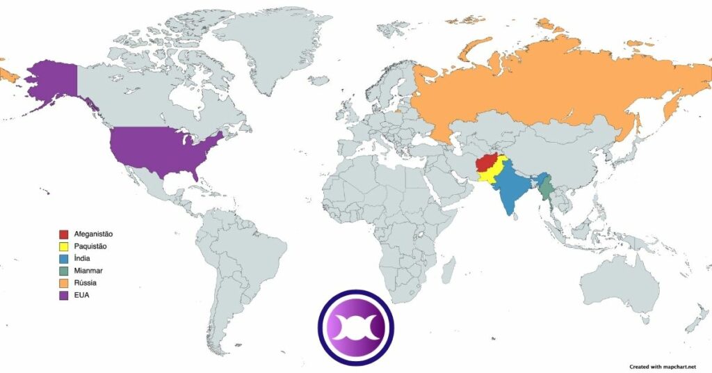 Mapa mostrando onde se acha Lápis Lazuli