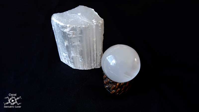 Selenite - Selenite Sphere and a big piece