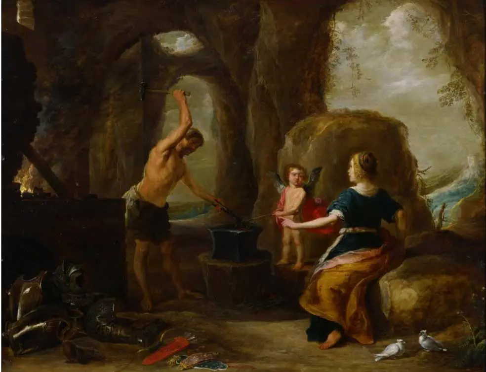 Vênus visitando a fornalha de Vulcan - David Tenier o velho 1638