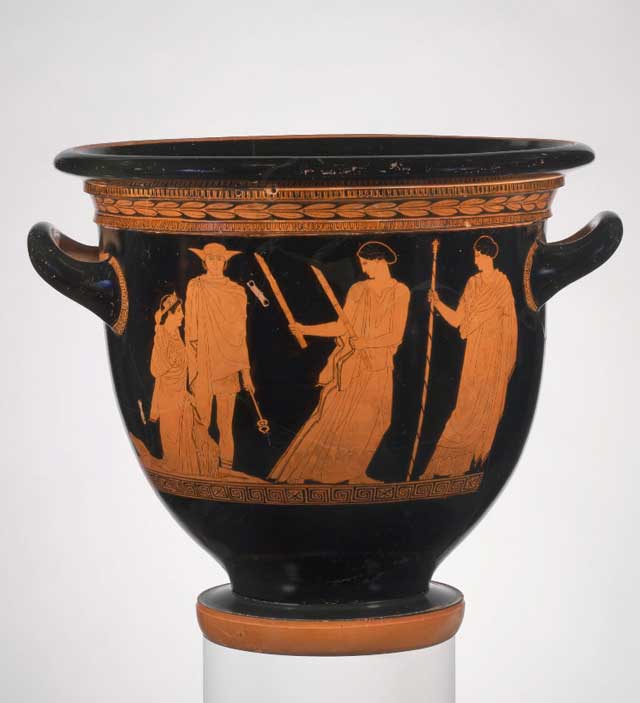 Hécate e Hermes guiam Deméter até Perséfone