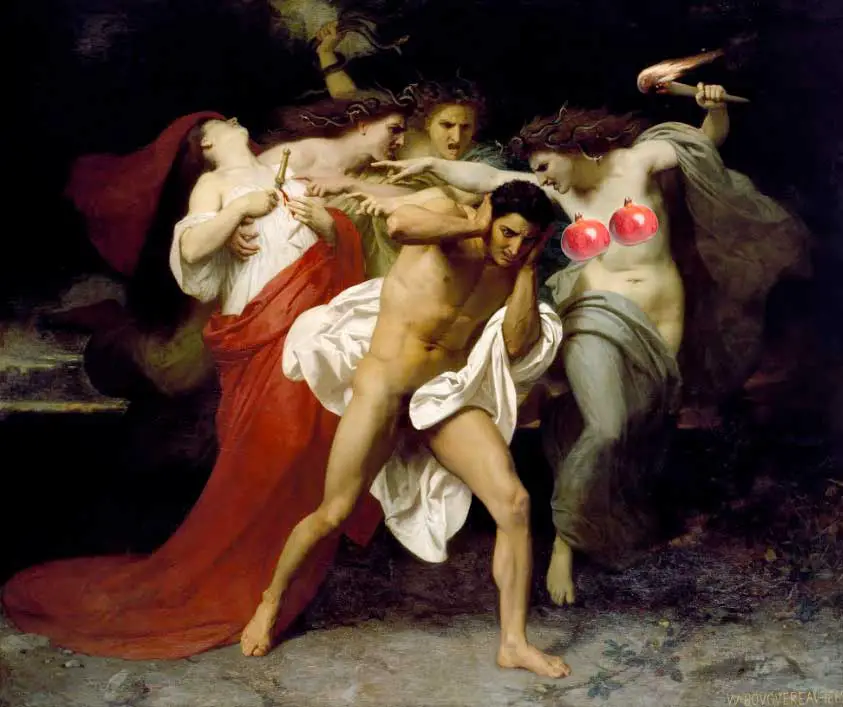 Orestes Perseguido pelas Fúrias - William Adolphe Bouguereau - 1862 (censurado)
