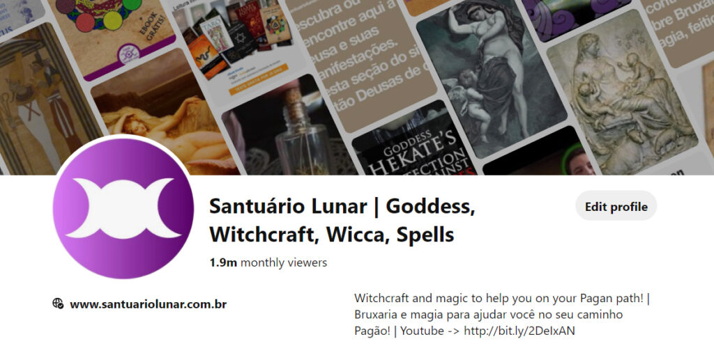 Santuário Lunar Pinterest stats on August 22nd 2020