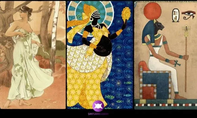 Exemplos de Deusa Jovem - Artemis, Oxum e Bast
