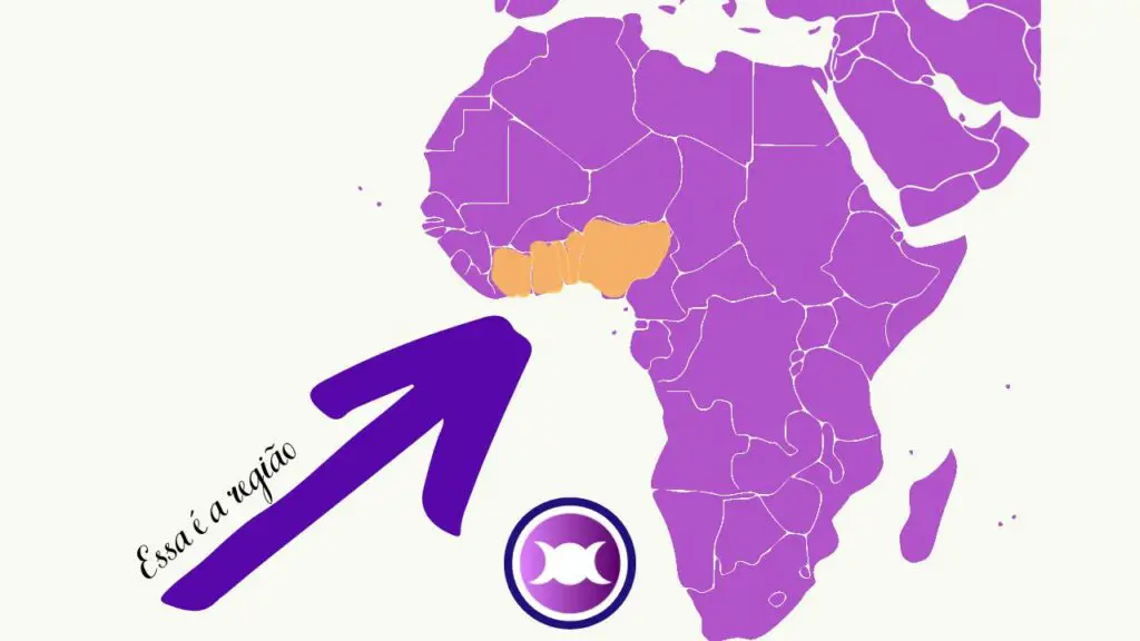 Mapa mostrando a região Iorubá na África Ocidental